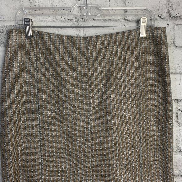 Escada Silk Wool Metallic Tweed Pencil Skirt - Picture 2 of 13